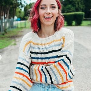 Lash next door, size M, tan with colorful stripes